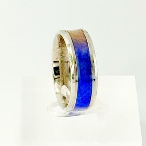 Vibrant Blue and Silver Band Ring size 10 #009